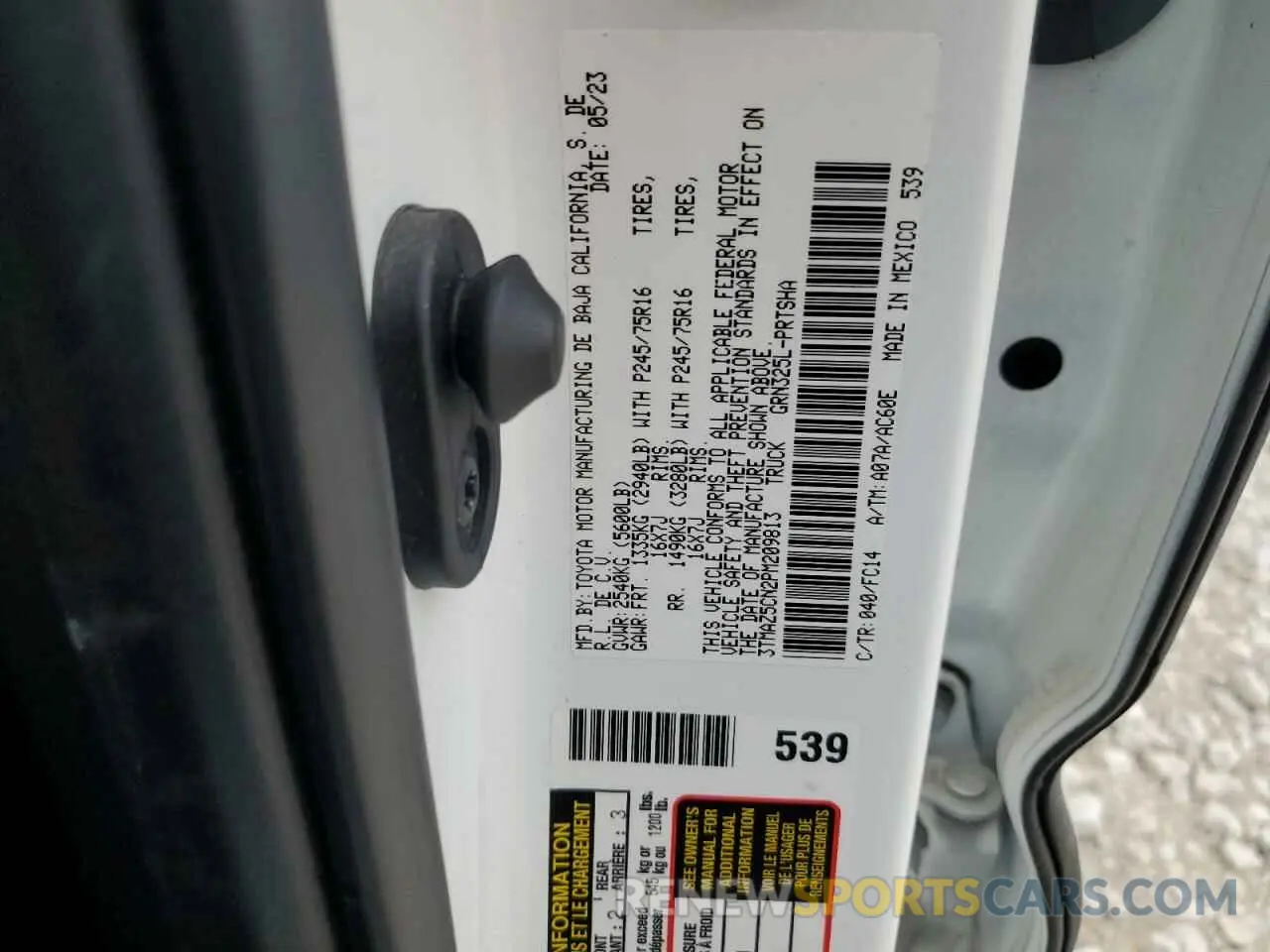 13 fotografías del automóvil dañado 3TMAZ5CN2PM209813 TOYOTA TACOMA 2023
