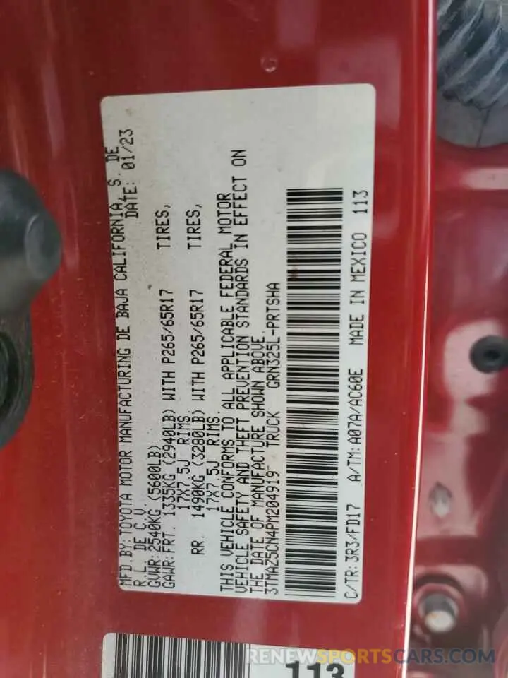 12 fotografías del automóvil dañado 3TMAZ5CN4PM204919 TOYOTA TACOMA 2023