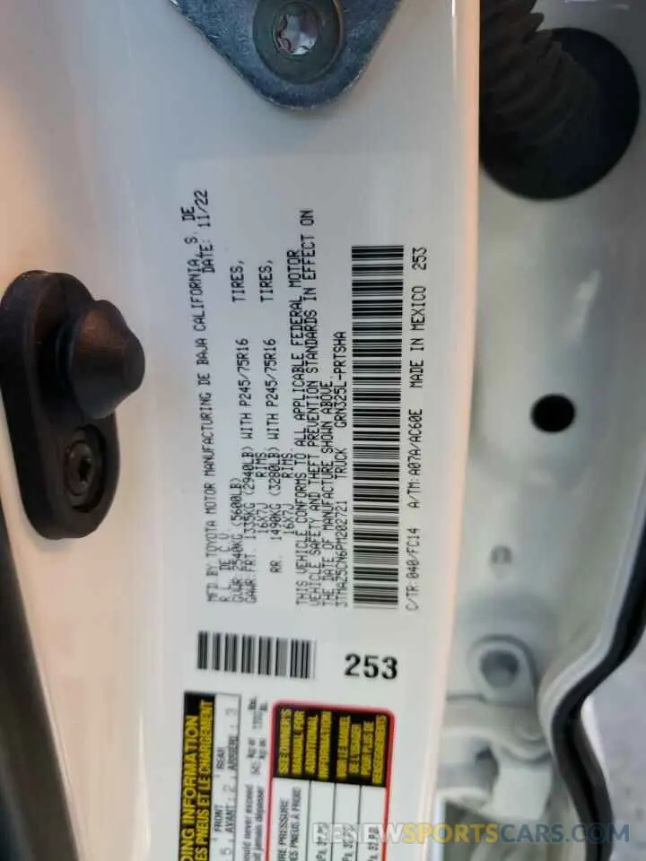 12 fotografías del automóvil dañado 3TMAZ5CN6PM202721 TOYOTA TACOMA 2023