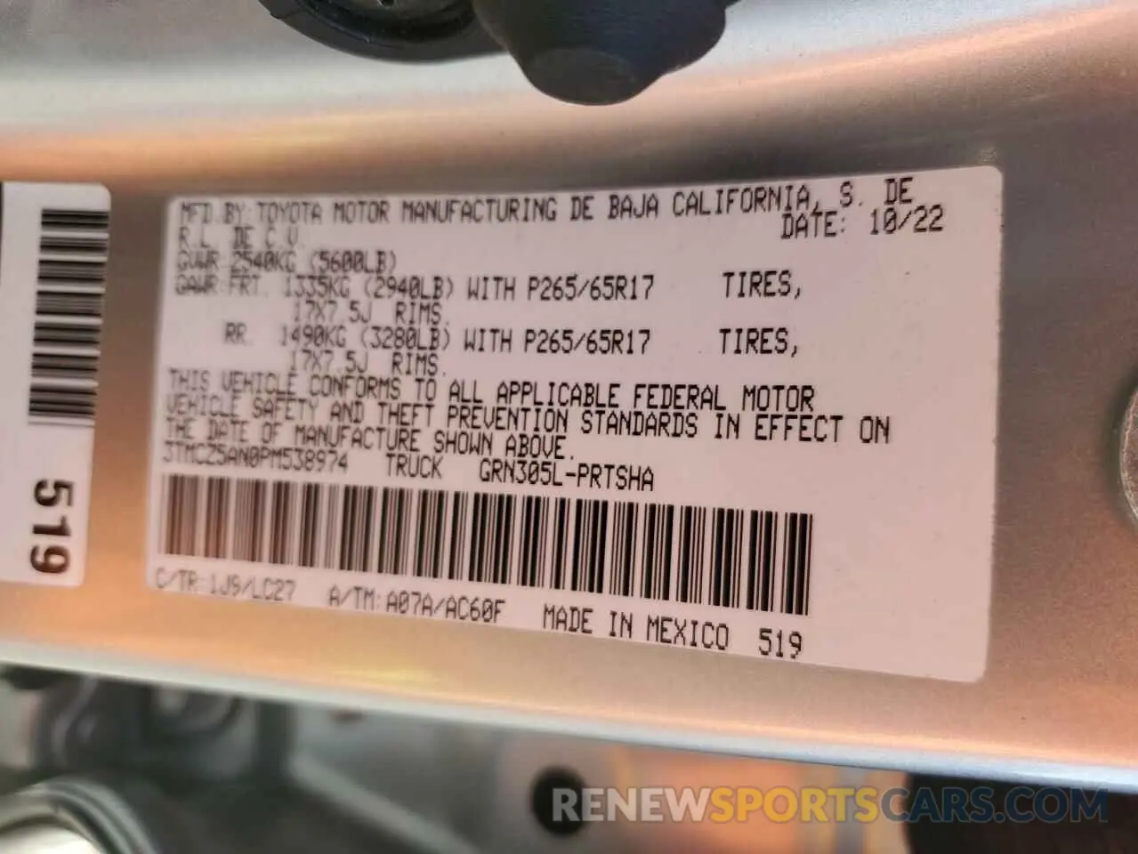 14 fotografías del automóvil dañado 3TMCZ5AN0PM538974 TOYOTA TACOMA 2023