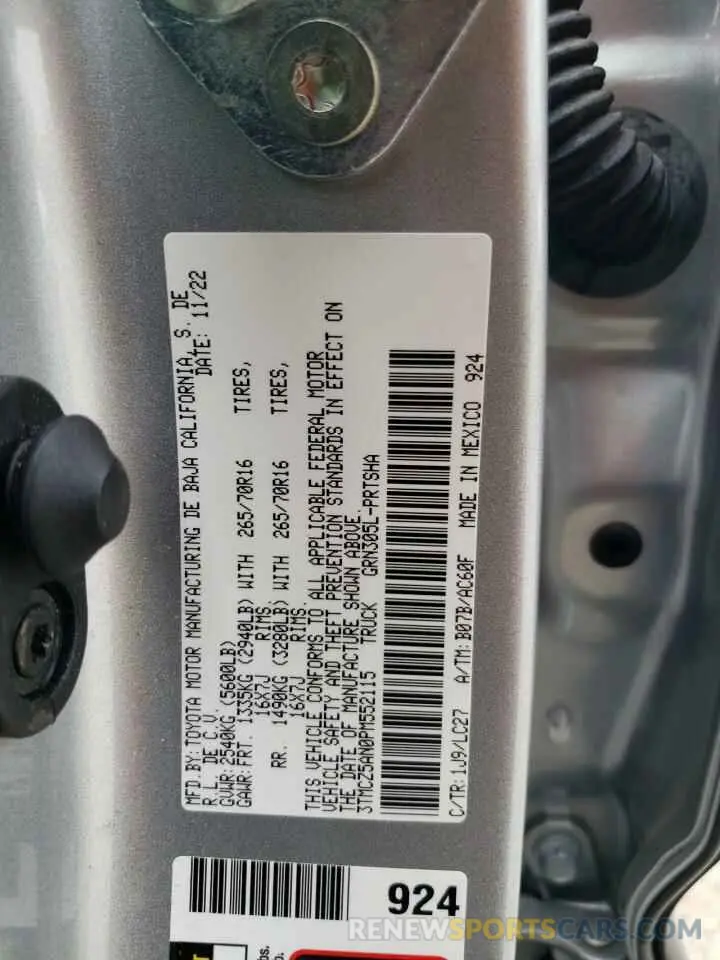 13 fotografías del automóvil dañado 3TMCZ5AN0PM552115 TOYOTA TACOMA 2023