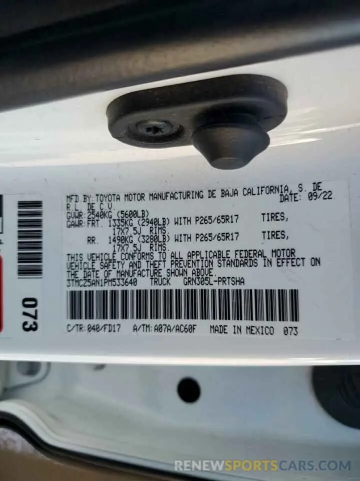 12 fotografías del automóvil dañado 3TMCZ5AN1PM533640 TOYOTA TACOMA 2023