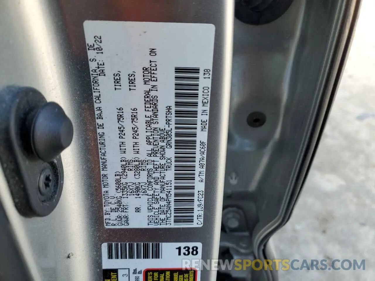 13 fotografías del automóvil dañado 3TMCZ5AN4PM541151 TOYOTA TACOMA 2023