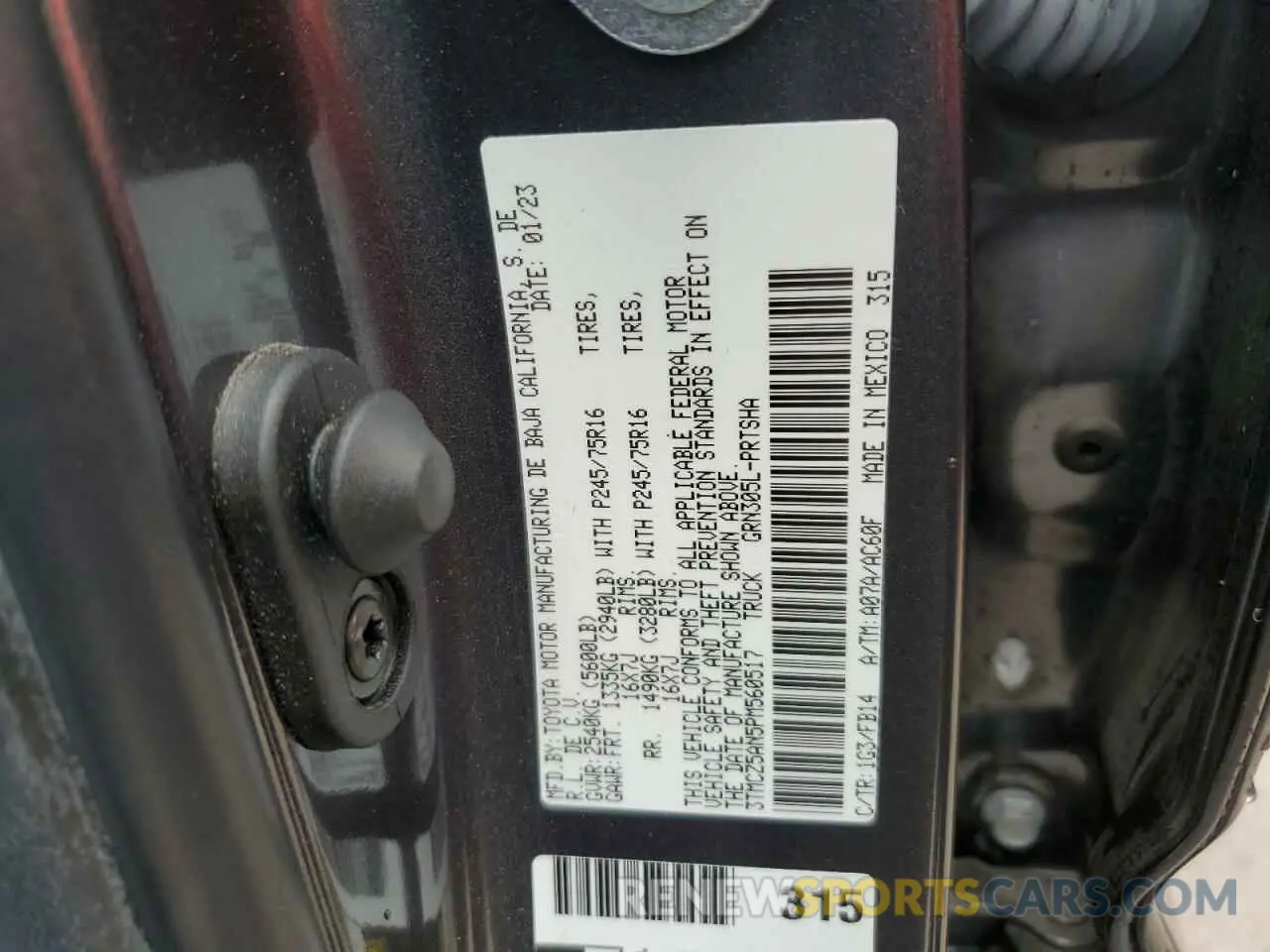 12 fotografías del automóvil dañado 3TMCZ5AN5PM560517 TOYOTA TACOMA 2023
