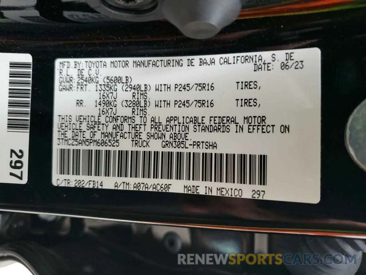 12 fotografías del automóvil dañado 3TMCZ5AN5PM606525 TOYOTA TACOMA 2023
