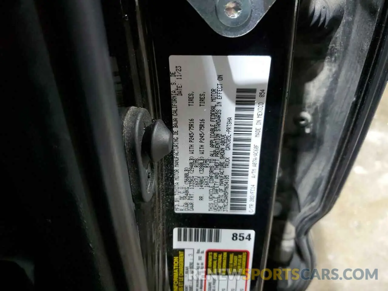 12 fotografías del automóvil dañado 3TMCZ5AN5PM654185 TOYOTA TACOMA 2023