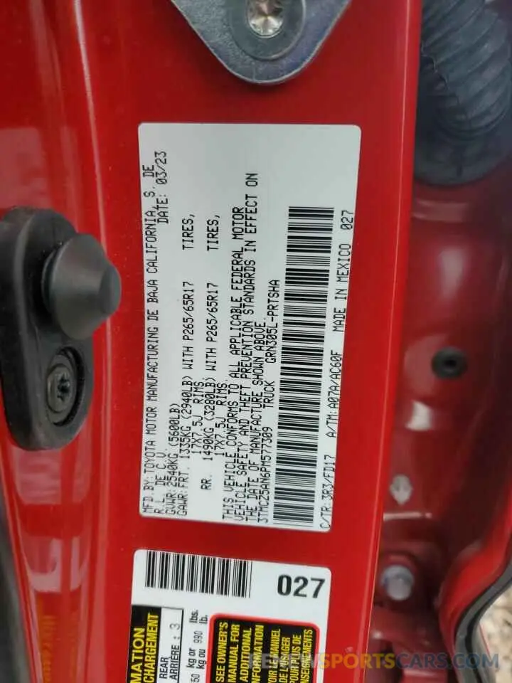 12 fotografías del automóvil dañado 3TMCZ5AN6PM577309 TOYOTA TACOMA 2023
