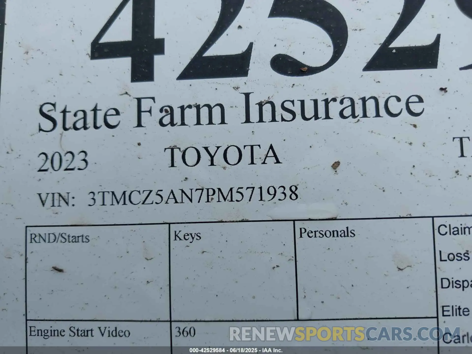 9 fotografías del automóvil dañado 3TMCZ5AN7PM571938 TOYOTA TACOMA 2023