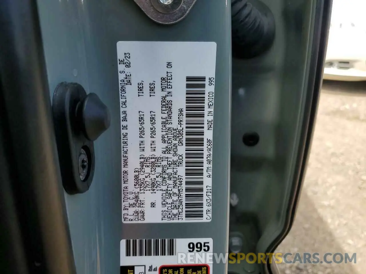 12 fotografías del automóvil dañado 3TMCZ5AN7PM574497 TOYOTA TACOMA 2023