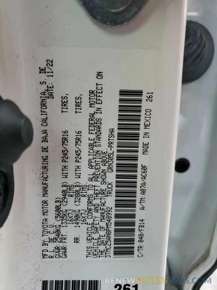 12 fotografías del automóvil dañado 3TMCZ5AN8PM548992 TOYOTA TACOMA 2023