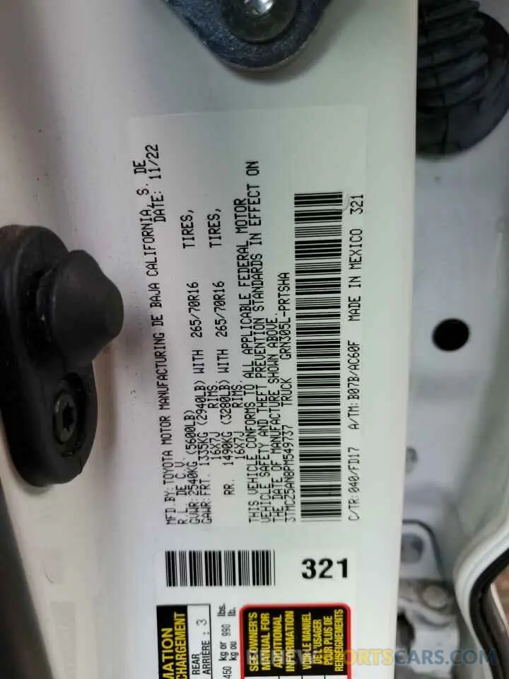 12 fotografías del automóvil dañado 3TMCZ5AN8PM549737 TOYOTA TACOMA 2023