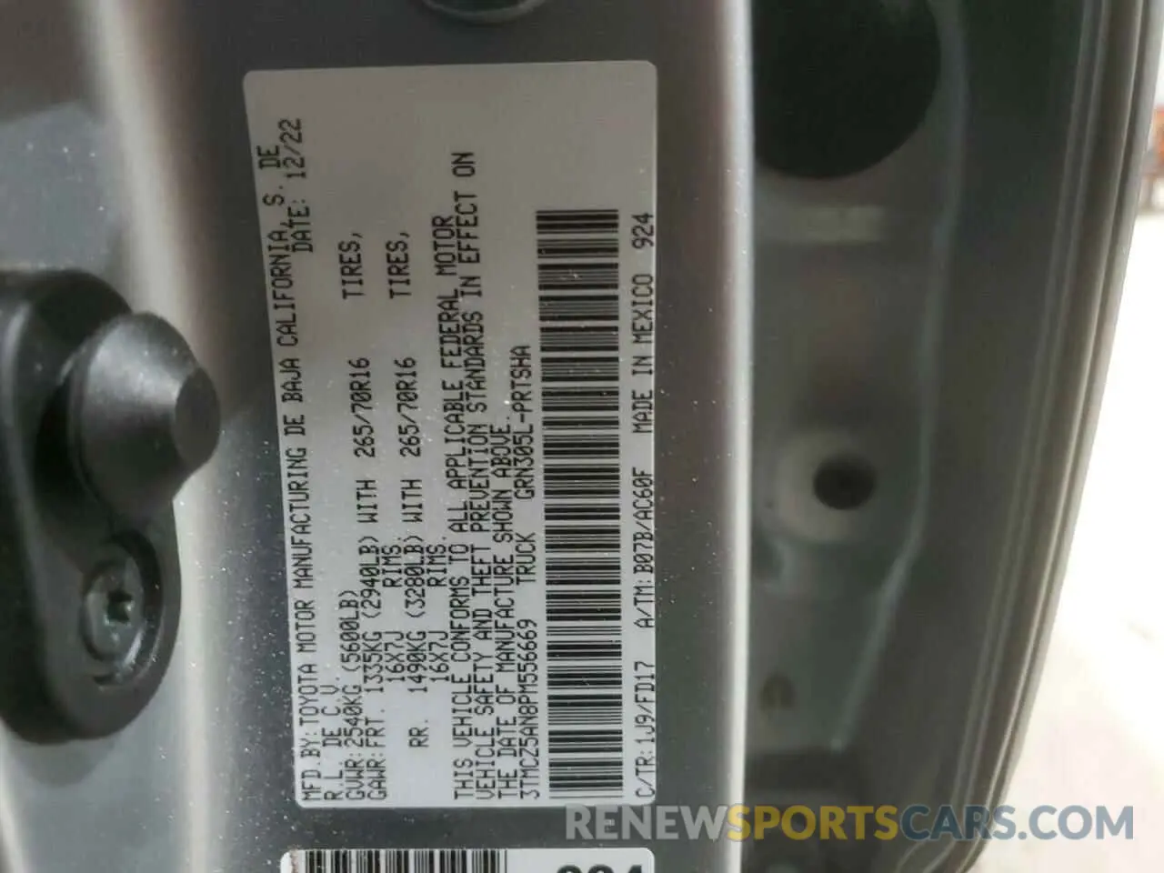 15 fotografías del automóvil dañado 3TMCZ5AN8PM556669 TOYOTA TACOMA 2023