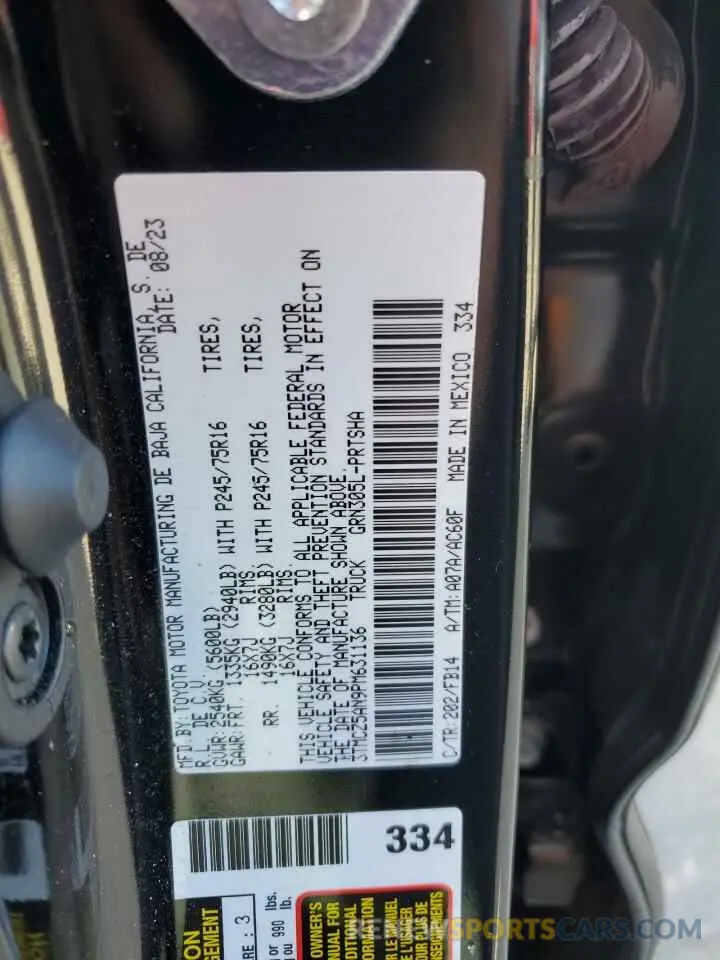 13 fotografías del automóvil dañado 3TMCZ5AN9PM631136 TOYOTA TACOMA 2023