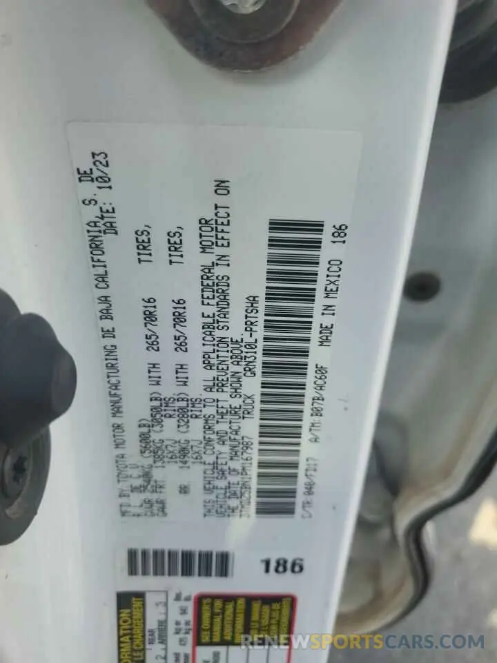 12 fotografías del automóvil dañado 3TMDZ5BN1PM167987 TOYOTA TACOMA 2023