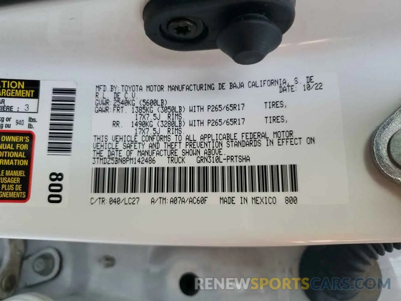 13 fotografías del automóvil dañado 3TMDZ5BN8PM142486 TOYOTA TACOMA 2023