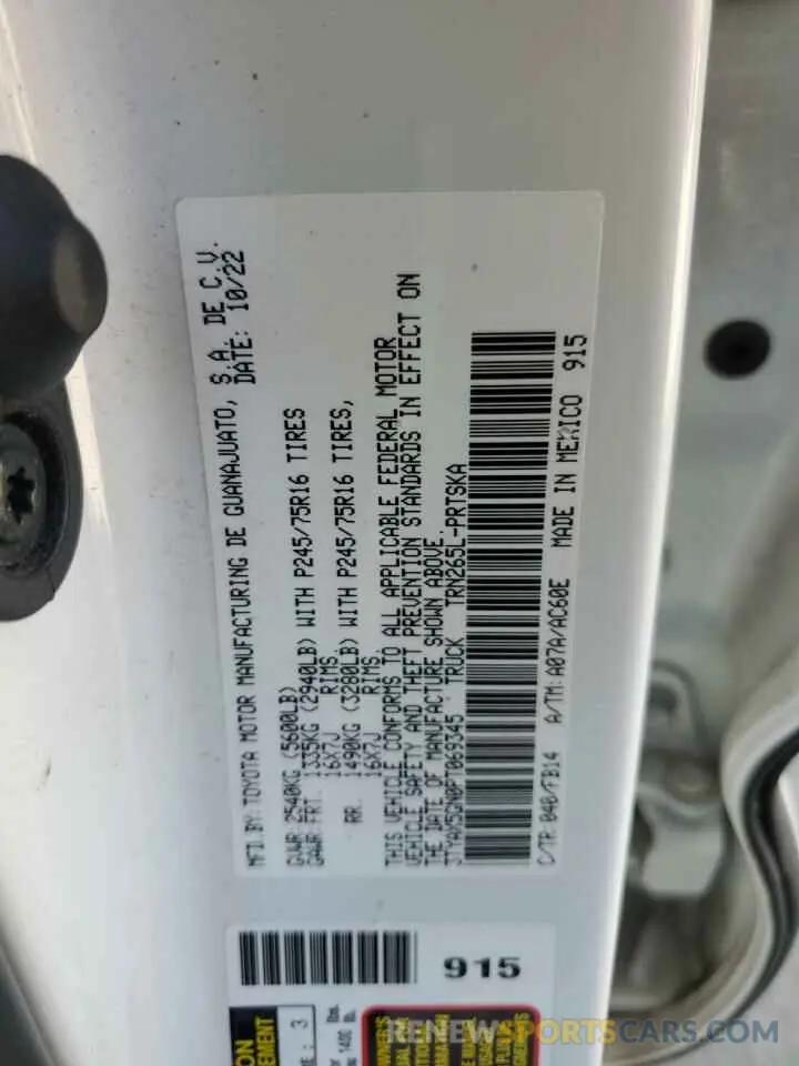 13 fotografías del automóvil dañado 3TYAX5GN0PT069345 TOYOTA TACOMA 2023