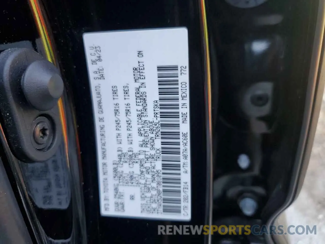 12 fotografías del automóvil dañado 3TYAX5GN8PT081095 TOYOTA TACOMA 2023