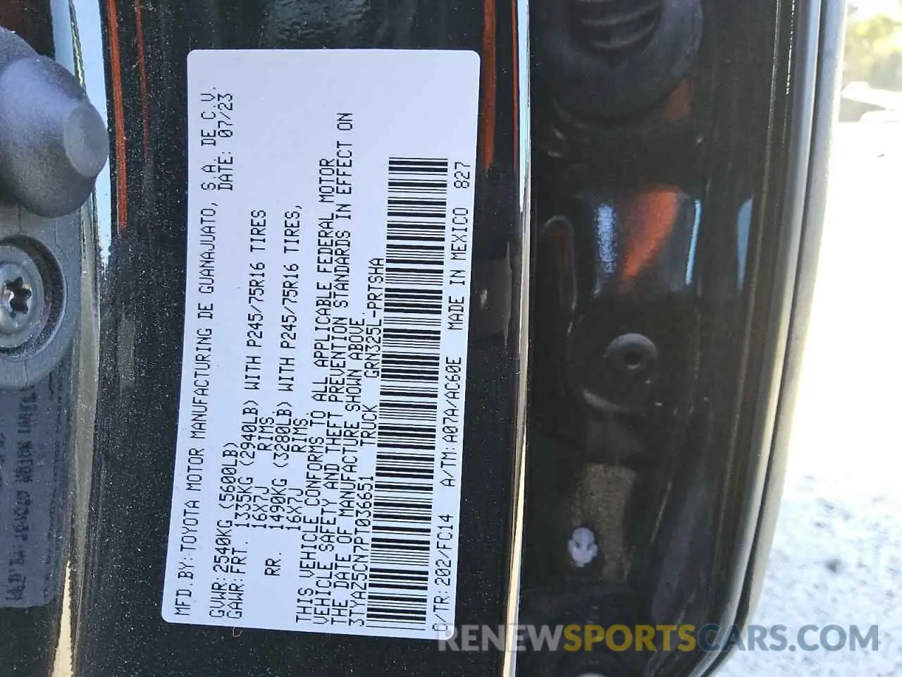 13 fotografías del automóvil dañado 3TYAZ5CN7PT036651 TOYOTA TACOMA 2023
