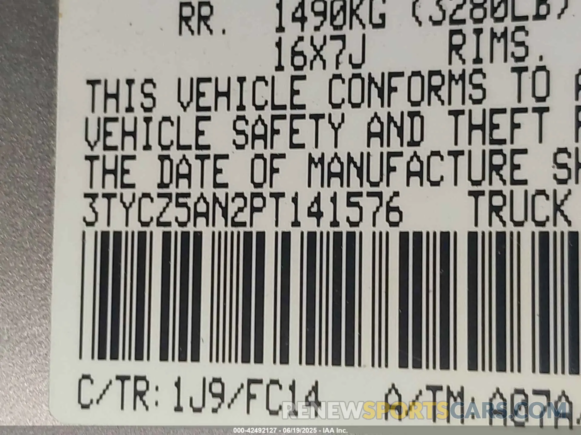 9 fotografías del automóvil dañado 3TYCZ5AN2PT141576 TOYOTA TACOMA 2023