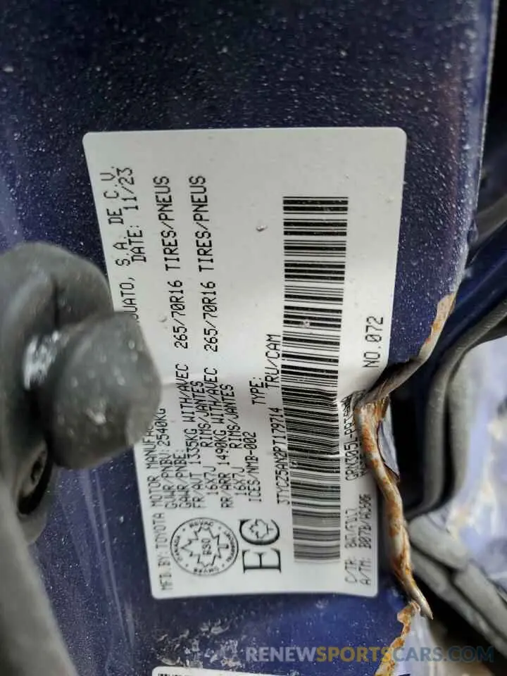 13 fotografías del automóvil dañado 3TYCZ5AN2PT179714 TOYOTA TACOMA 2023