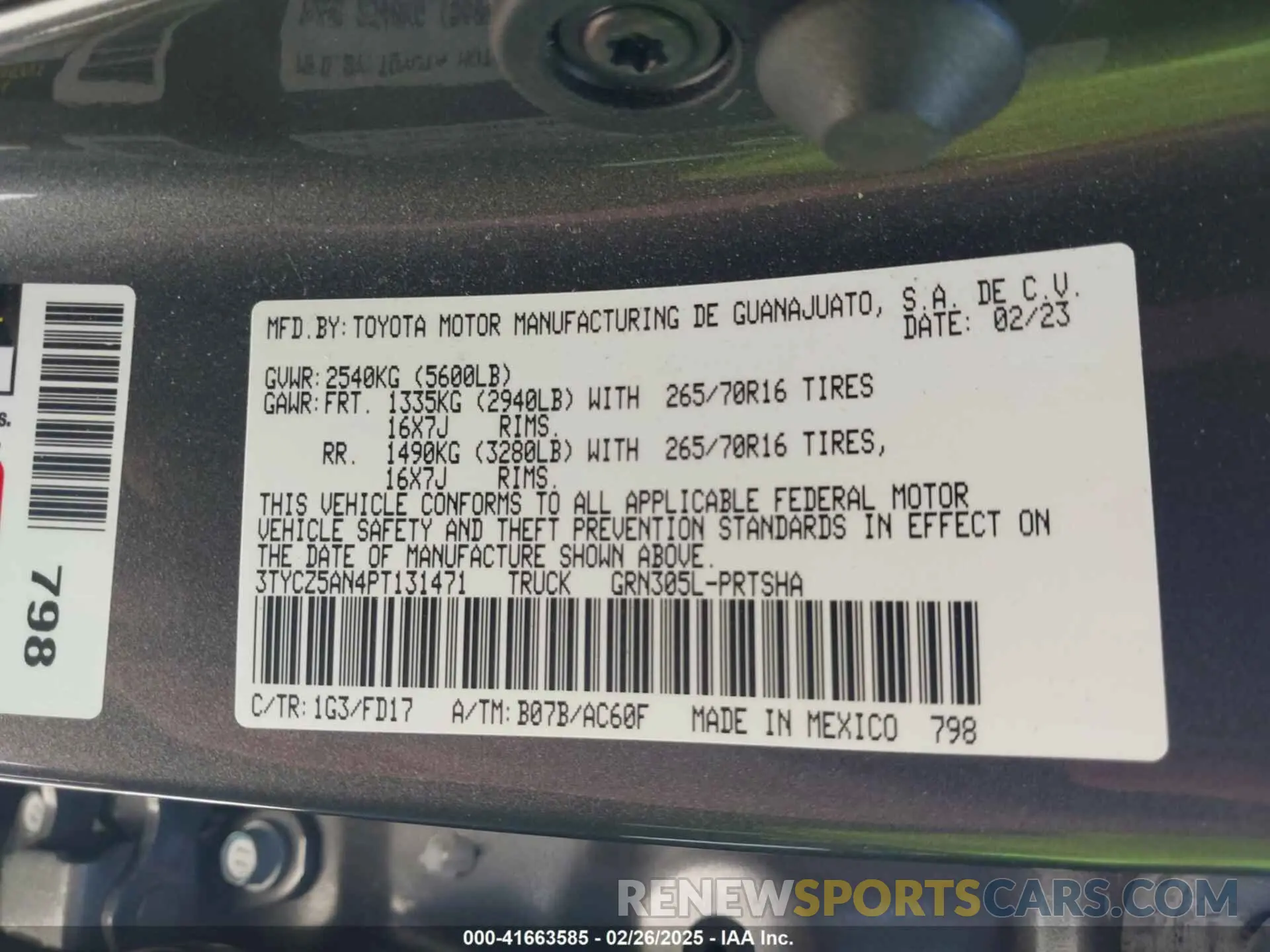 9 fotografías del automóvil dañado 3TYCZ5AN4PT131471 TOYOTA TACOMA 2023