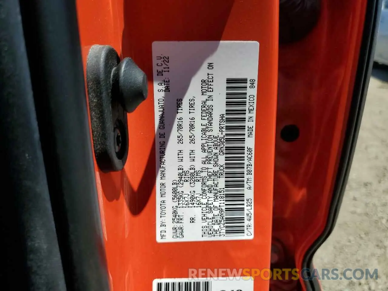 13 fotografías del automóvil dañado 3TYCZ5AN9PT118151 TOYOTA TACOMA 2023