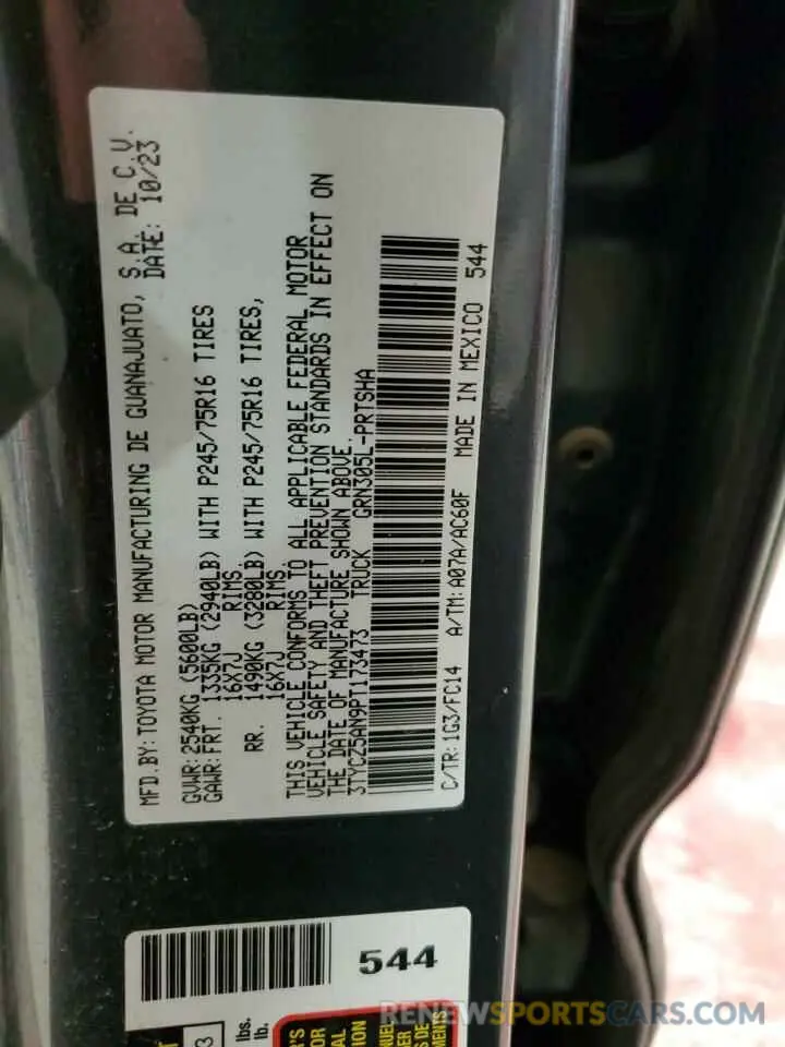 13 fotografías del automóvil dañado 3TYCZ5AN9PT173473 TOYOTA TACOMA 2023