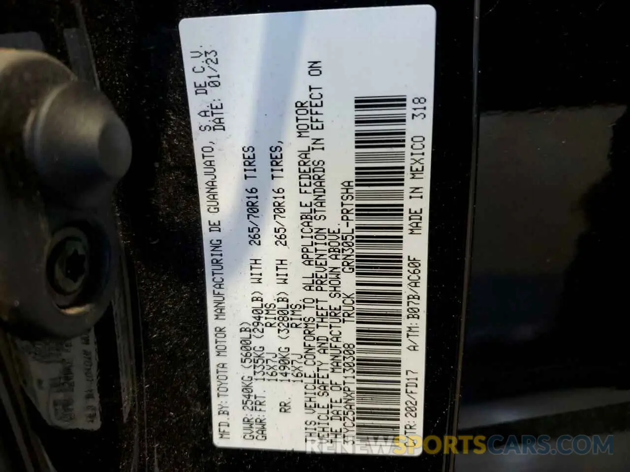 12 fotografías del automóvil dañado 3TYCZ5ANXPT130308 TOYOTA TACOMA 2023