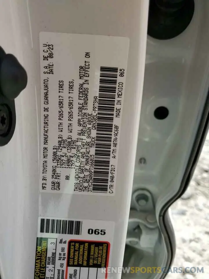 12 fotografías del automóvil dañado 3TYCZ5ANXPT166015 TOYOTA TACOMA 2023