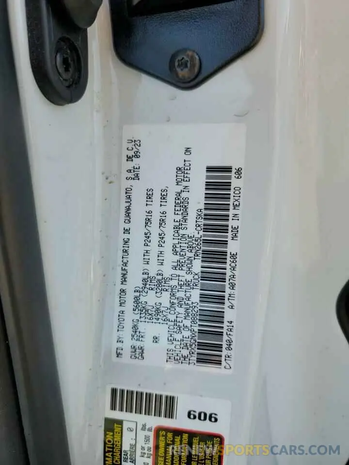 12 fotografías del automóvil dañado 3TYRX5GNXPT088293 TOYOTA TACOMA 2023