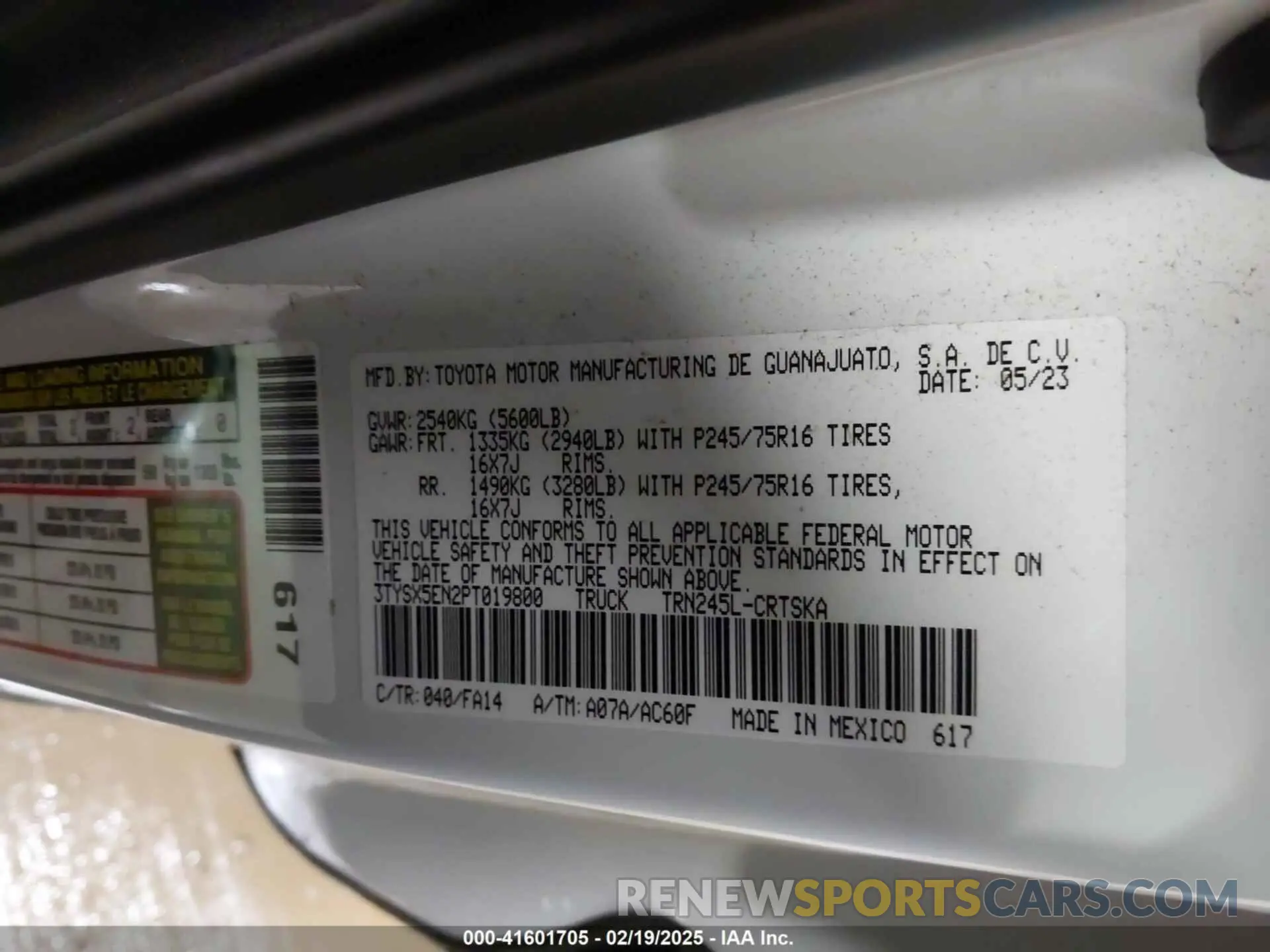 9 fotografías del automóvil dañado 3TYSX5EN2PT019800 TOYOTA TACOMA 2023