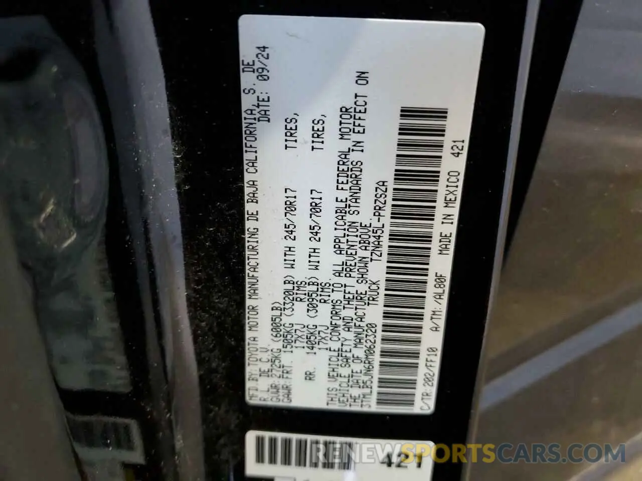 12 fotografías del automóvil dañado 3TMLB5JN6RM062320 TOYOTA TACOMA 2024