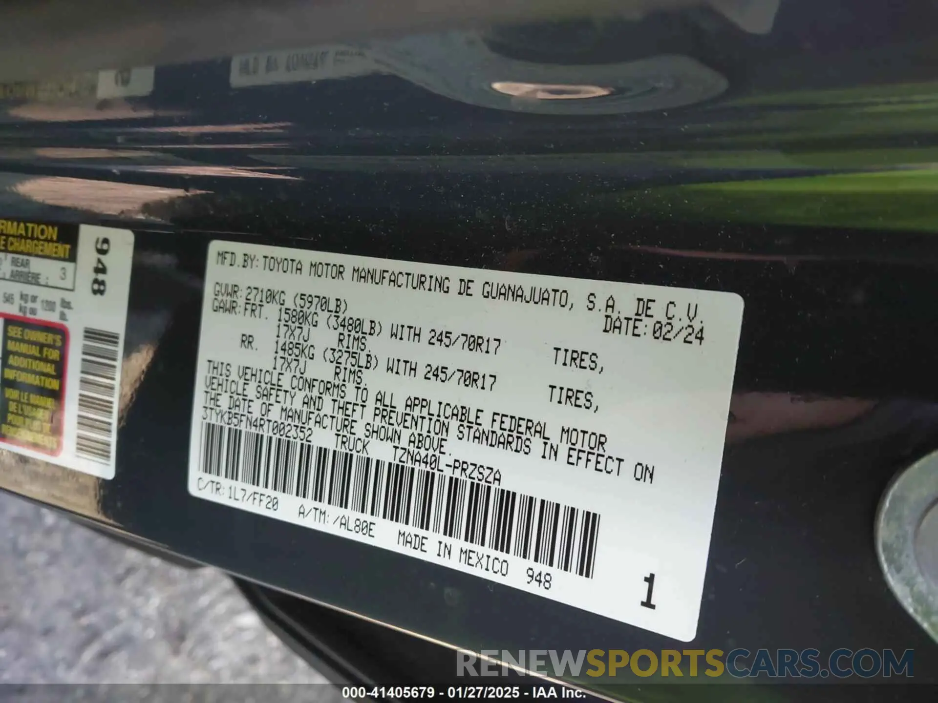 9 fotografías del automóvil dañado 3TYKB5FN4RT002352 TOYOTA TACOMA 2024