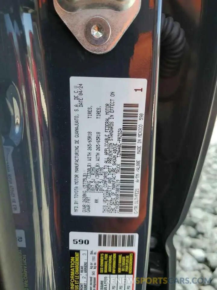 14 fotografías del automóvil dañado 3TYKB5FNXRT007619 TOYOTA TACOMA 2024