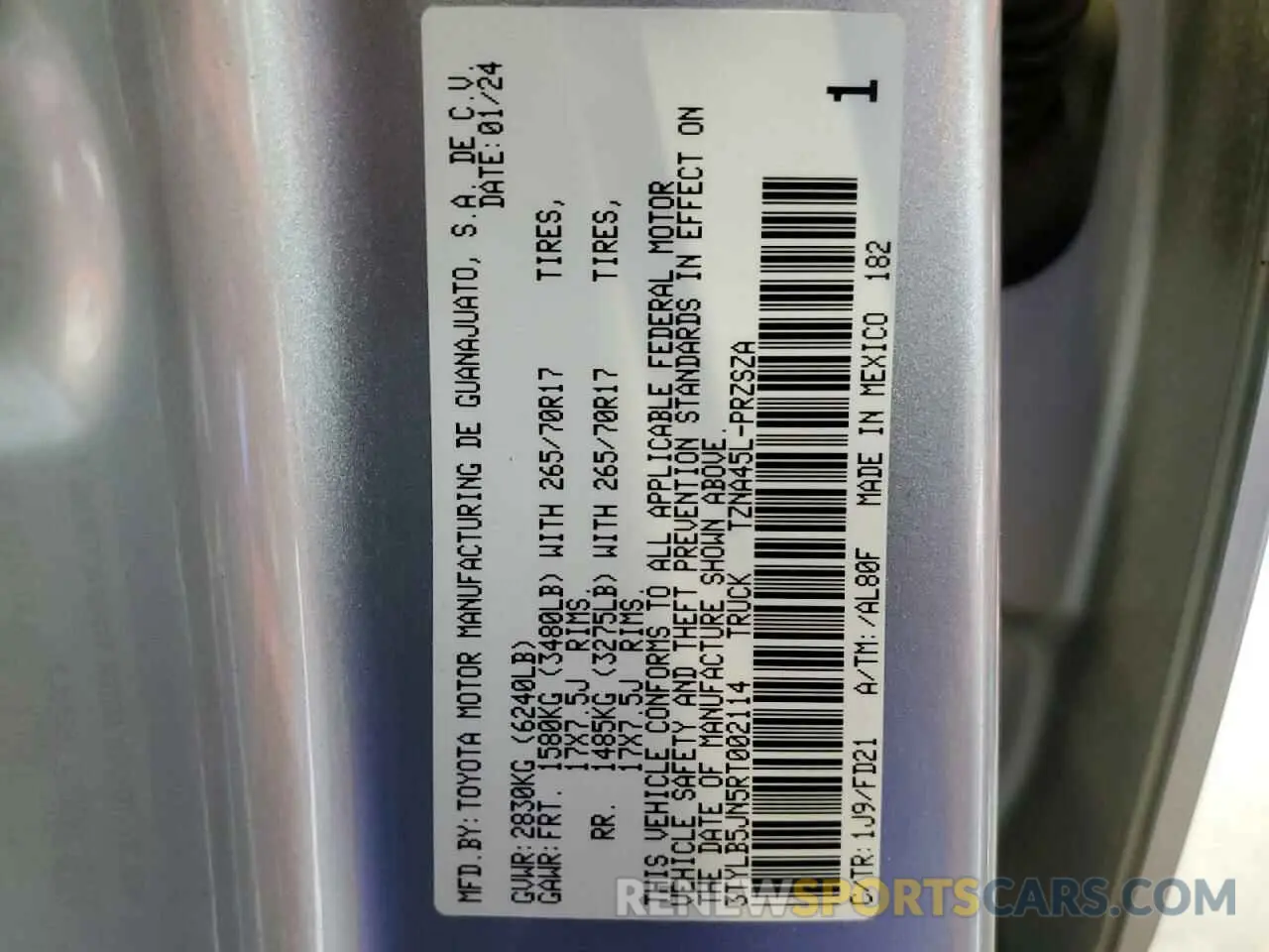 13 fotografías del automóvil dañado 3TYLB5JN5RT002114 TOYOTA TACOMA 2024
