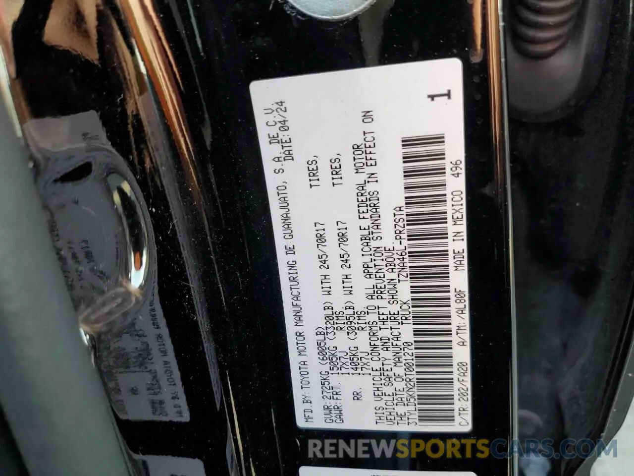 13 fotografías del automóvil dañado 3TYLD5KN2RT001270 TOYOTA TACOMA 2024