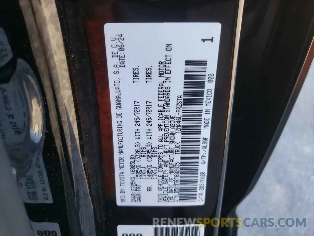 15 fotografías del automóvil dañado 3TYLD5KN7RT002835 TOYOTA TACOMA 2024