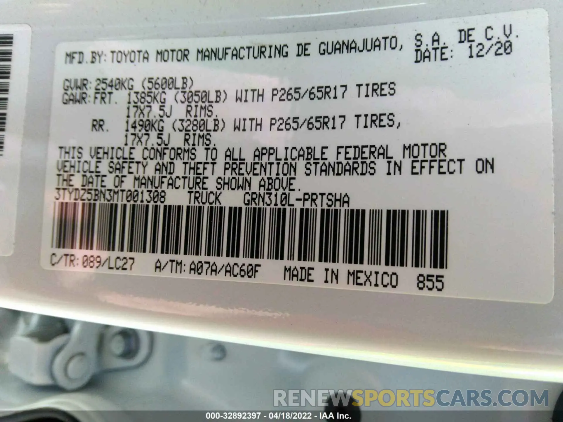 9 fotografías del automóvil dañado 3TYDZ5BN3MT001308 TOYOTA TACOMA 4WD 2021