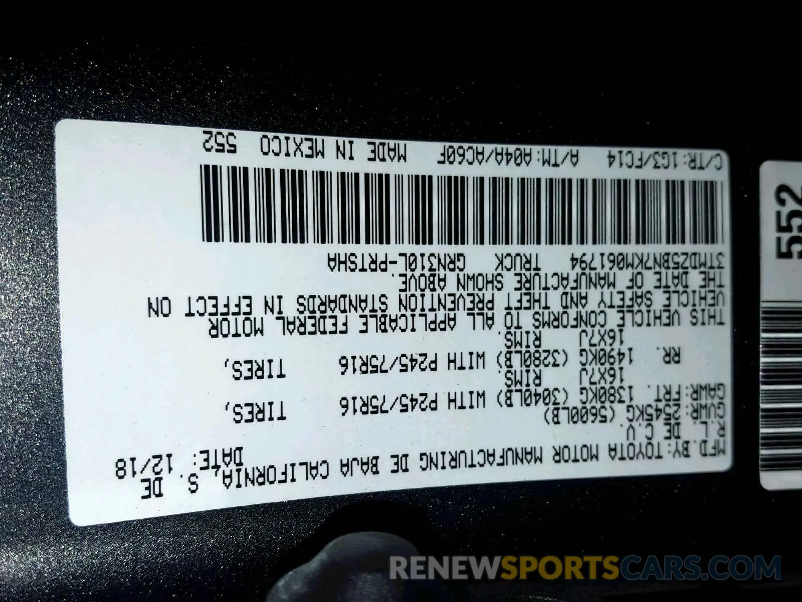 10 fotografías del automóvil dañado 3TMDZ5BN7KM061794 TOYOTA TACOMA DOU 2019
