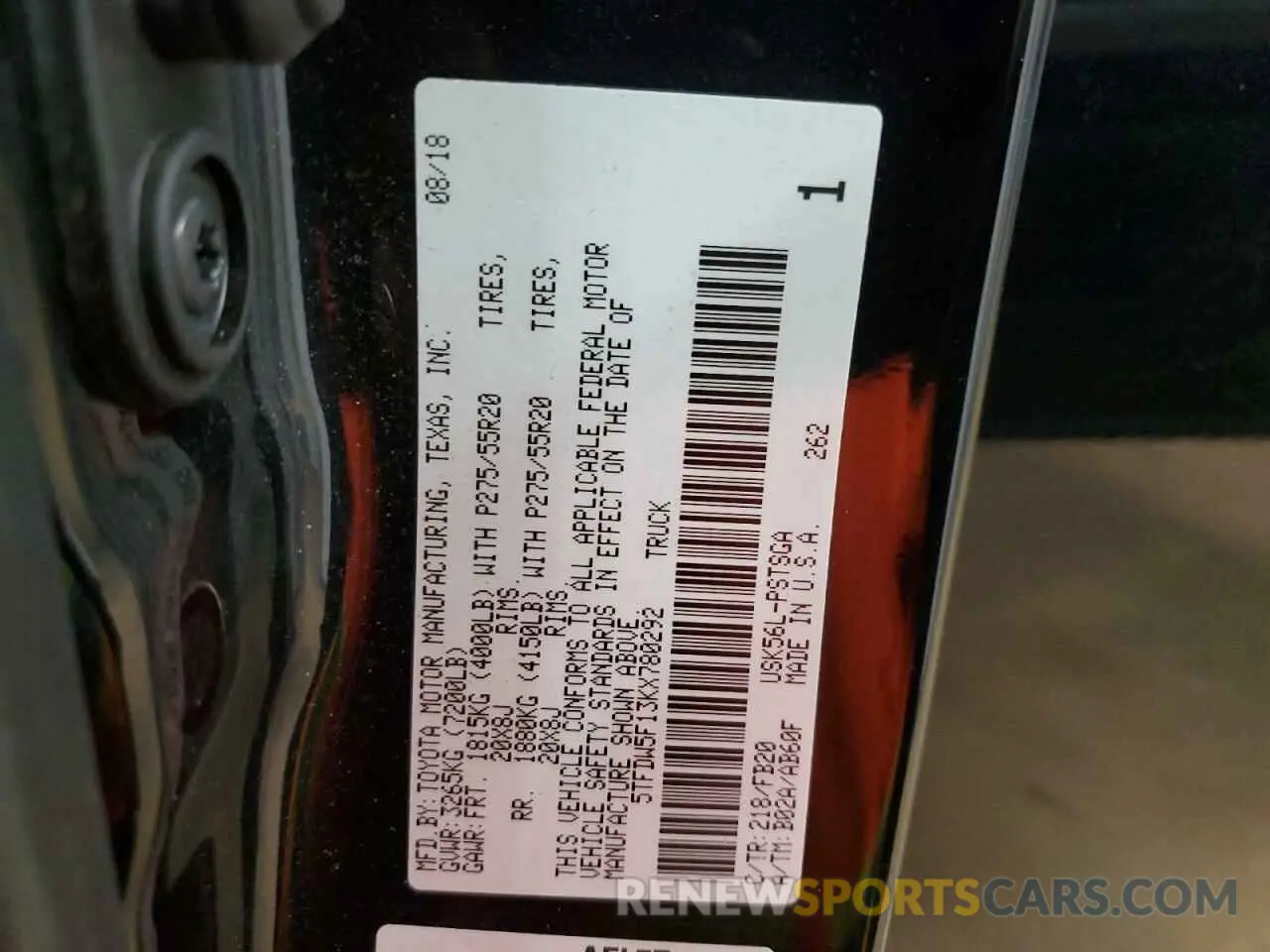 14 fotografías del automóvil dañado 5TFDW5F13KX780292 TOYOTA TUNDRA 2019