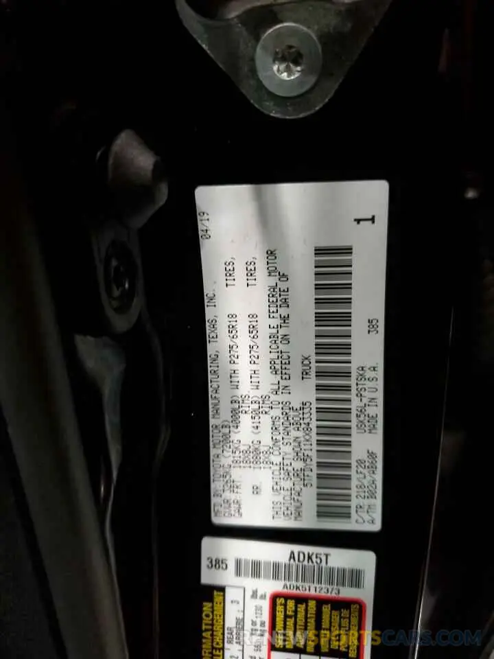 14 fotografías del automóvil dañado 5TFDY5F11KX843335 TOYOTA TUNDRA 2019