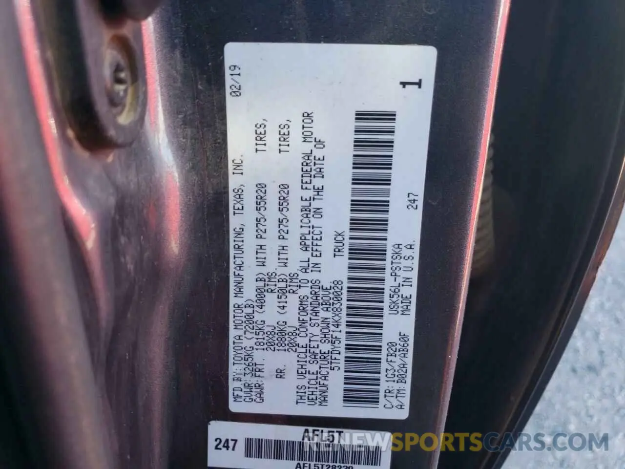 12 fotografías del automóvil dañado 5TFDY5F14KX830028 TOYOTA TUNDRA 2019