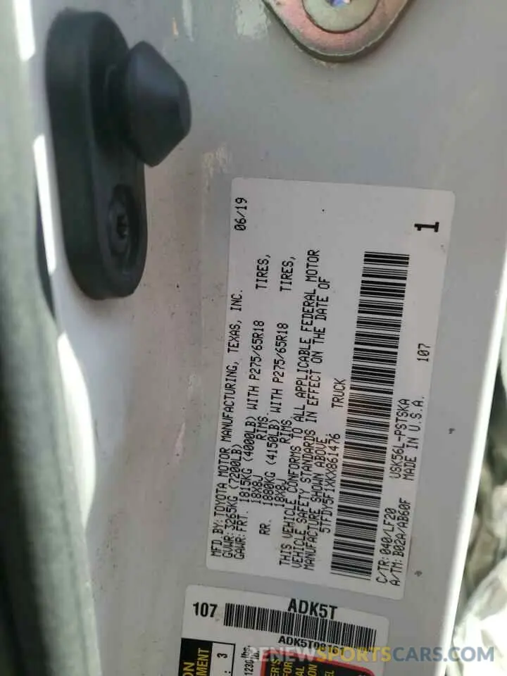 14 fotografías del automóvil dañado 5TFDY5F1XKX861476 TOYOTA TUNDRA 2019