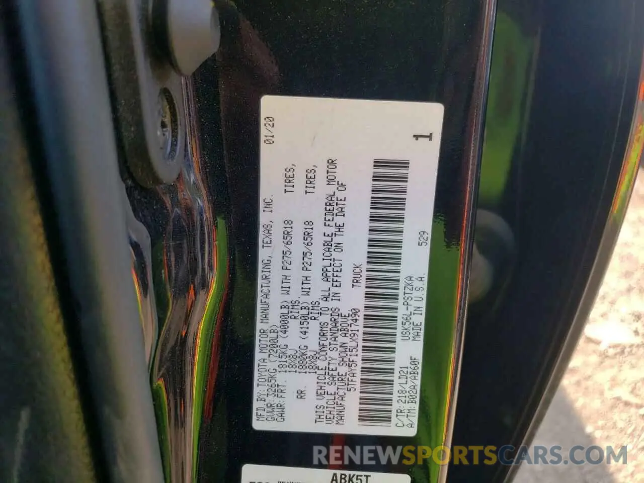 12 fotografías del automóvil dañado 5TFAY5F15LX917490 TOYOTA TUNDRA 2020