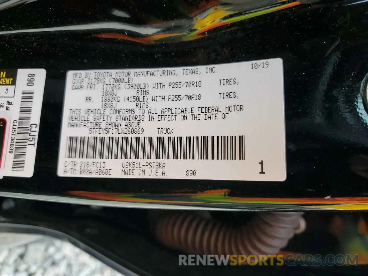 12 fotografías del automóvil dañado 5TFEY5F17LX260869 TOYOTA TUNDRA 2020