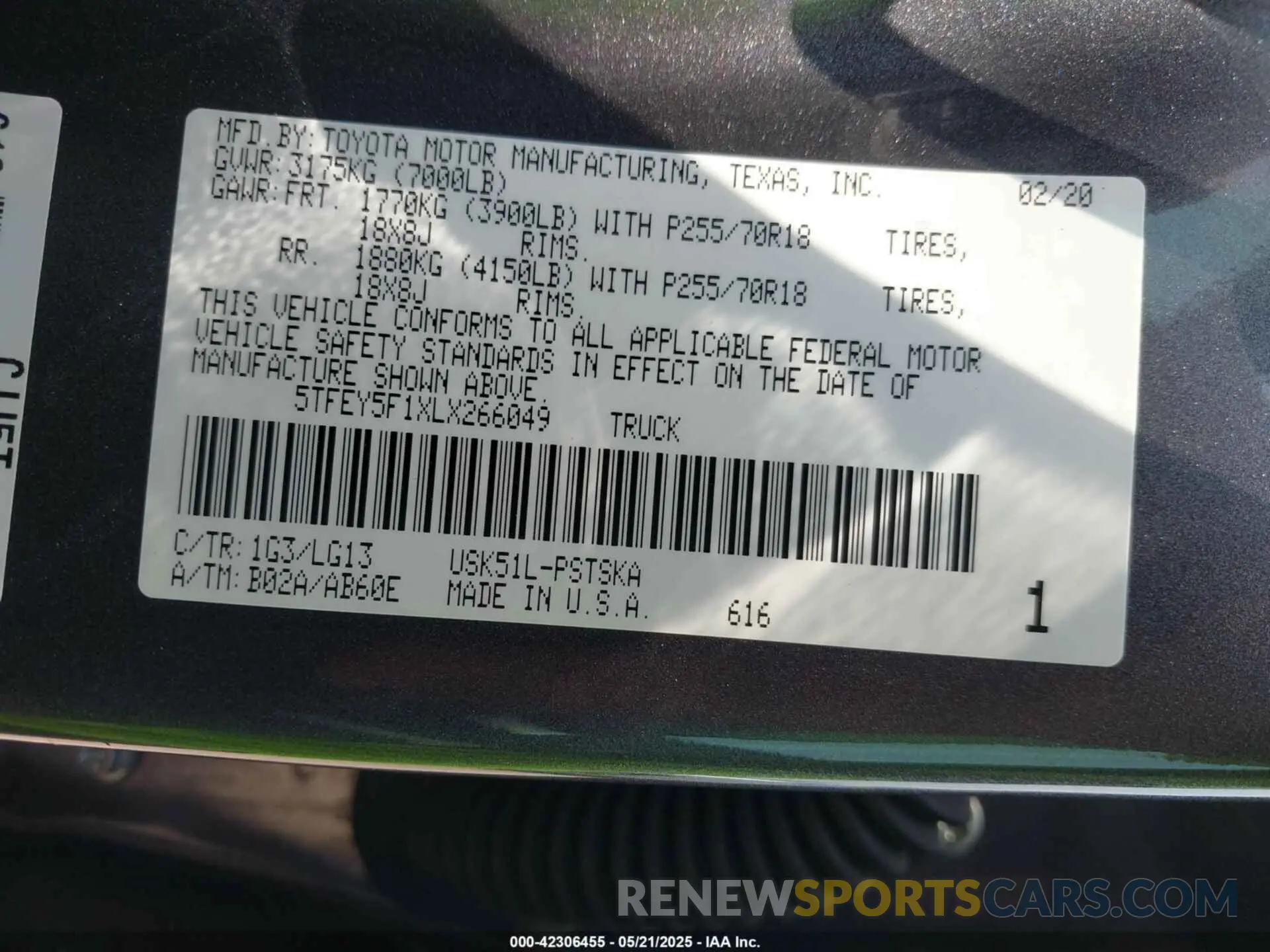 9 fotografías del automóvil dañado 5TFEY5F1XLX266049 TOYOTA TUNDRA 2020