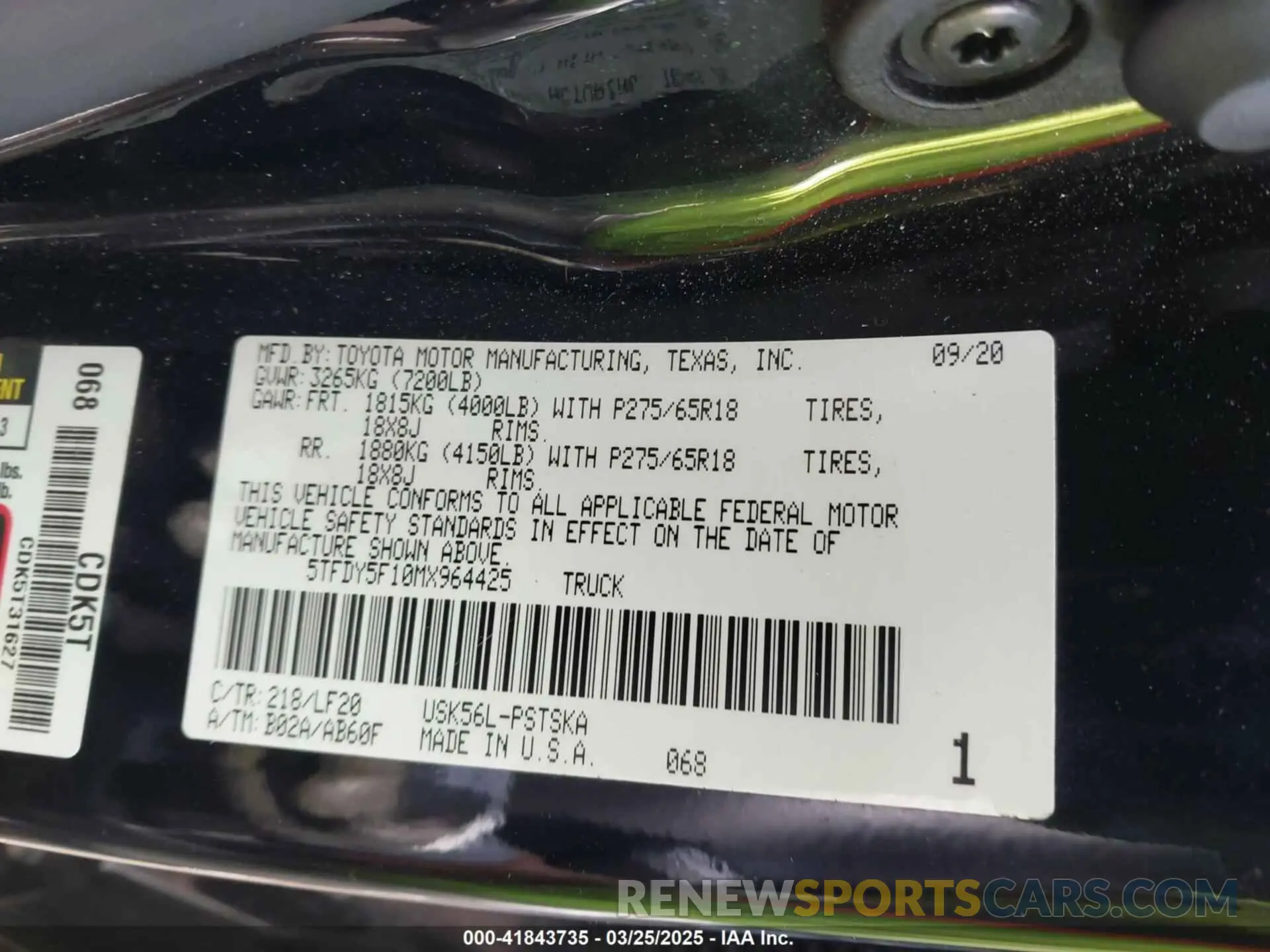 9 fotografías del automóvil dañado 5TFDY5F10MX964425 TOYOTA TUNDRA 2021