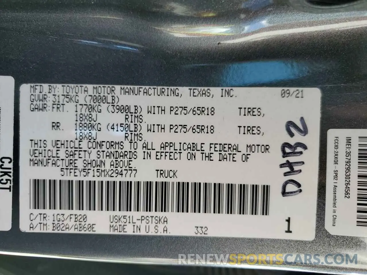 13 fotografías del automóvil dañado 5TFEY5F15MX294777 TOYOTA TUNDRA 2021
