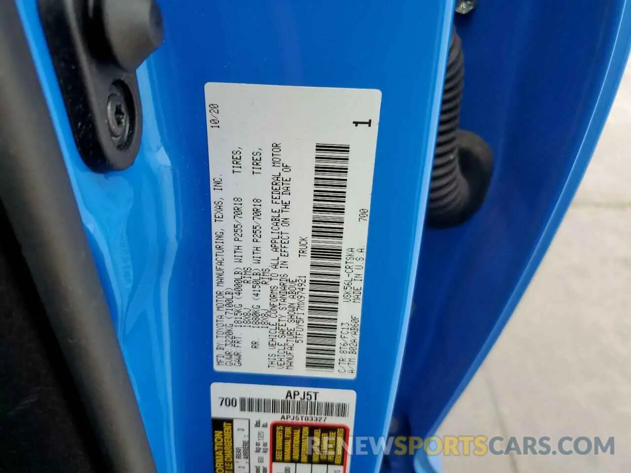 12 fotografías del automóvil dañado 5TFUY5F17MX974921 TOYOTA TUNDRA 2021