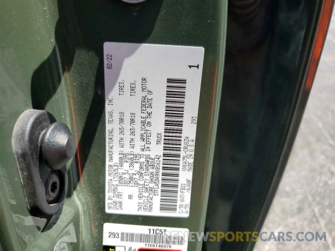 12 fotografías del automóvil dañado 5TFLA5DA9NX016142 TOYOTA TUNDRA 2022